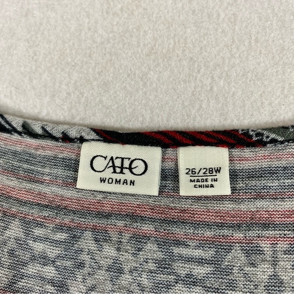 Cato Southwestern Tassel Pullover Top Short Sleeve Black Red Tunic Top 2… - Picture 2 of 8
